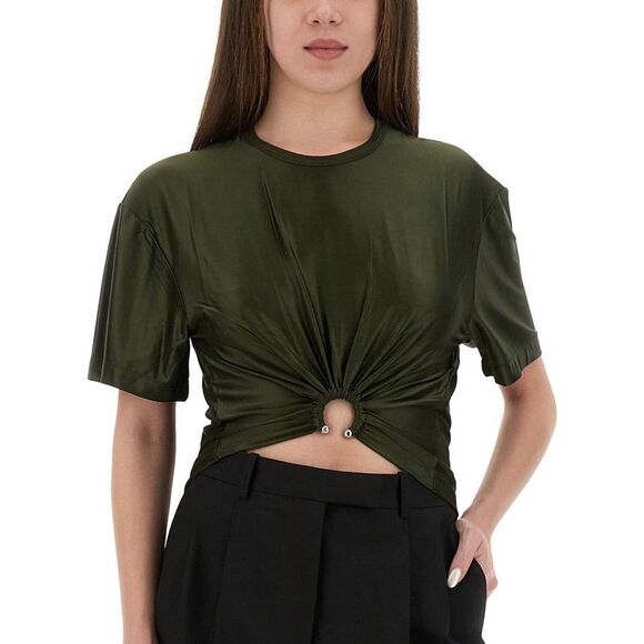 PACO RABANNE Draped Wrap T-Shirt Women GREEN T-Shirts & Tops